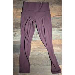 Athleta Cropped High Waisted Leggings - Size XS - Rich Maroon Color!